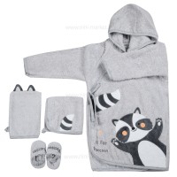 ست حوله 5 تیکه طرح راکن رنگ طوسی پاپو Papo