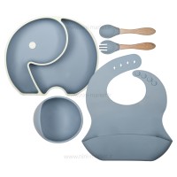 ست ظرف غذای سیلیکونی 5 تیکه طرح فیل رنگ فیلی بیبی فور لایف baby 4 life