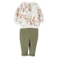 بلوز شلوار دخترانه طرح آهو رنگ سبز ایندیگو Indigo