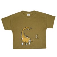 تیشرت شورت پسرانه طرح دایناسور رنگ سبزRaboo