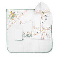 ست حوله 4 تیکه جعبه ای طرح حیوانات رنگ سبز پاپو Papo