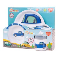 ست ظرف غذای 5 تکه کودک طرح ماشین آبی لمون Lemon