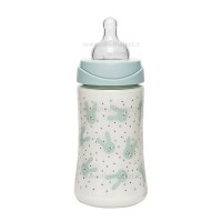 شيشه شير 270 ميل استيکر خرگوش رنگ سبز سواوینکس Suavinex