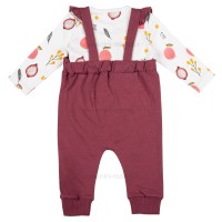 پیشبندی با بادی دخترانه رنگ عنابی رابو Raboo