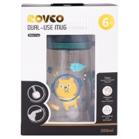 لیوان نی دار 300 میل طرح خرس فضانورد رنگ سبز سرمه ای رووکو Rovco