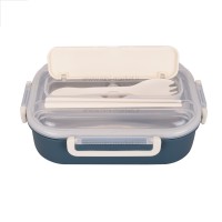 ظرف غذا استیل تقسیم دار طرح لیمو رنگ سرمه ای خارجی