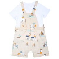 پیشبندی شورتی پسرانه مدل لوکا رنگ کرمی ایندگو indigo