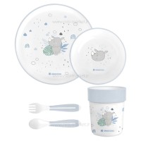 ظرف غذای ملامین 5 تکه طرح کرگدن رنگ آبی کیکابو Kikkaboo