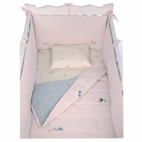 ست روتختی 8 تيکه طرح مرغابی پارچه موسلين رنگ صورتی ايسيز Isiz