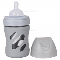 شیشه شیر 180 میل پیرکس کاور دار رنگ طوسی Twistshake