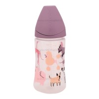 شیشه شیر طلقی 270 میل طرح سگ رنگ یاسی سواوینکس Suavinex