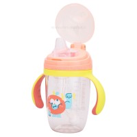 لیوان سوپاپ دار نی دار طرح پرتقال 280 میل رنگ صورتی-زرد Yasi Care