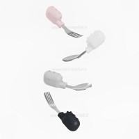 ست قاشق و چنگال طرح دایناسور رنگ طوسی مشکی هی‌اورشی HeOrShe