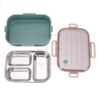 ظرف غذا استیل تقسیم دار رنگ سبز خارجی