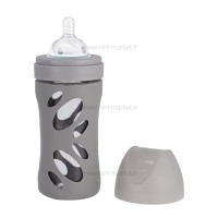 شيشه شير 260 ميل پيرکس کاور دار رنگ طوسي  توئیست شیک Twistshake