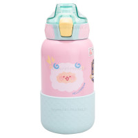 فلاسک آب استيل طرح دار رنگ صورتی هلو دریم Hello dream