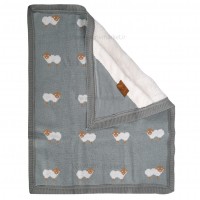 پتو بافت کلاه دار طرح گوسفند رنگ طوسی لیزا lisa