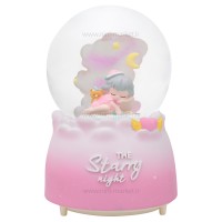 گوی موزیکال طرح دختر و ماه رنگ صورتی خارجی