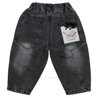 شلوار جین اسپرت طرح عینک دودی  رنگ ذغالی