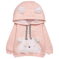 هودی شلوار دخترانه طرح خرس رنگ صورتی طوسی پاپو Papo