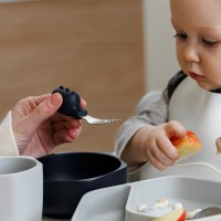 ست قاشق و چنگال طرح دایناسور رنگ طوسی مشکی هی‌اورشی HeOrShe