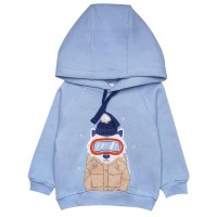 هودی شلوار پسرانه طرح گرگ رنگ آبی پاپو Papo
