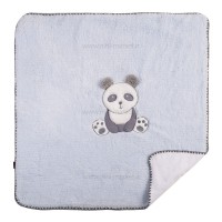 پتو عروسکی پولیشی نوزاد طرح پاندا رنگ آبی بی بیبی Bibaby