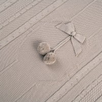 پتو بافت نوزاد بی بی فورلایف Baby4life طرح پاپیون رنگ طوسی