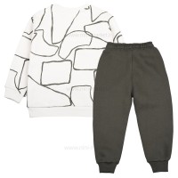 بلوز شلوار پسرانه طرح سان‌شاین رنگ کرم و سبز رابو Raboo