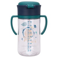 لیوان نی دار 300 میل طرح خرس فضانورد رنگ سبز سرمه ای رووکو Rovco