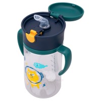 لیوان نی دار 300 میل طرح خرس فضانورد رنگ سبز سرمه ای رووکو Rovco