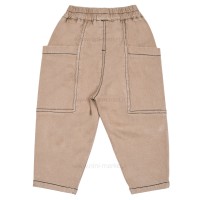 شلوار کتان اسپرت طرح دو جیب کاراملی