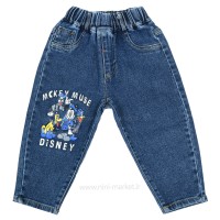 شلوار جین اسپرت طرح میکی موس رنگ آبی تیره
