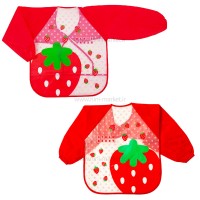 پیشبند غذاخوری آستین دار طرح توت فرنگی رنگ قرمز برند خارجی