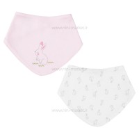 پيشبند سه گوش 2 عددی طرح خرگوش رنگ صورتی بی ارگانیک Biorganic