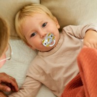 پستانک تکی بادامی 0 - 6 ماه طرح پلنگی سفید سواوینکس Suavinex  (بدون جعبه)