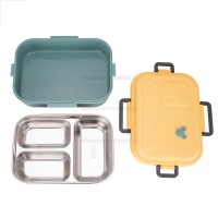 ظرف غذا استیل تقسیم دار طرح میکی موس رنگ سبز خارجی