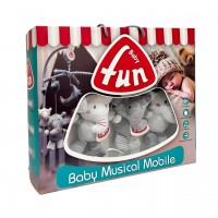 آویز بالای تخت کوکی طرح فیل رنگ طوسی baby fun