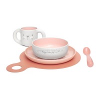 ست غذاخوري 5 تکه طرح خرگوش رنگ صورتی سواوینکس Suavinex