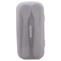 ست قاشق دو عددی سیلیکونی رنگ طوسی هی اور شی heorshe