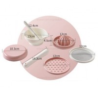 ست غذاساز دستی 7 تکه رنگ صورتی رووکو Rovco