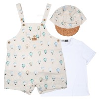 پیشبندی شورتی پسرانه طرح بالن رنگ کرمی ایندیگو indigo