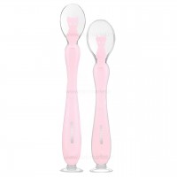 قاشق سیلیکونی دو عددی چسبان رنگ صورتی کیکابو kikaboo