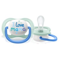 پستانک تکی الترا ایر 0-6 ماه طرح I LOVE MAMA سبز اونت Avent (فاقد جعبه)