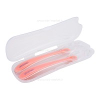 قاشق دو عددی سیلیکونی همراه با قاب رنگ صورتی کیکابو Kikkaboo