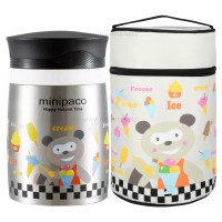 فلاسک غذای 890 میل کیف دار طرح حیوانات خرس رنگ استیل pinkah