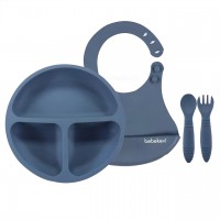 ست ظرف غذا سیلیکونی لوکس رنگ آبی bebekevi