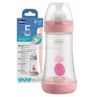 شیشه شیر پرفکت 240 میل 2+ ماه رنگ صورتی چیکو Chicco