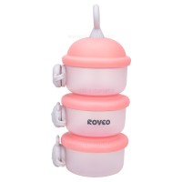 انباری غذا 3 عددی مدل حیوانات رنگ صورتی رووکو Rovco