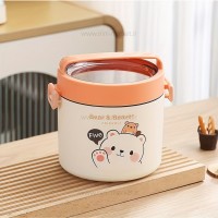 ظرف غذا استیل یک طبقه رنگ صورتی خارجی